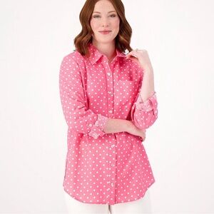 Karen Scott Coral Polka Dot Blouse